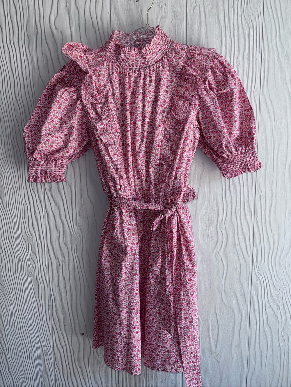 NWOT ENGLISH FACTORY SAMPLE Puff Sleeve Floral Mini - High Neck + Ruffled - Picture 2 of 12